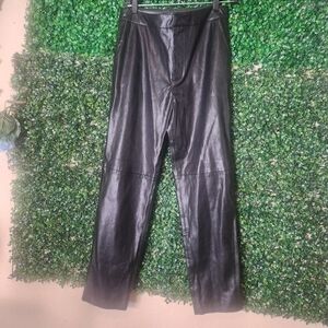 Lulus Women Black Leather Glossy Troussers